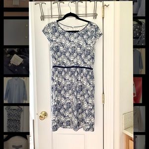 LOFT navy and white floral print dress